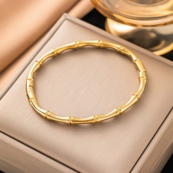 Elegant 18K Gold-Plated Bamboo Design Bangle Bracelet for Women – Minimalist & Durable Imitation Jewellery for Parties, Weddings & Daily Wear