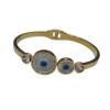 Elegant Rose Gold-Plated Evil Eye Bangle Bracelet for Women & Girls – Stylish Adjustable Kada with White & Blue Crystal Stones
