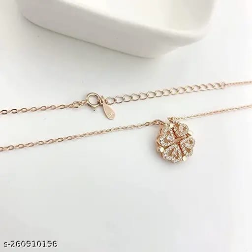 Elegant Gold-Plated Floral Clover Pendant Necklace for Women Girls Designer Four-Leaf Flower Charm with Embedded Stones