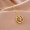 Elegant Gold-Plated Floral Clover Pendant Necklace for Women Girls Designer Four-Leaf Flower Charm with Embedded Stones