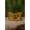 Royal Bloom 24K Gold-Plated Open Cuff Kada for Women Intricately Carved Floral Design with Beaded Edges Traditional Statement Bangle Bracelet for Weddings,