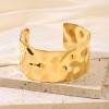 Radiant Bloom 24K Gold-Plated Open Wrist Bracelet Adjustable Slip-On Floral Kada with Intricate Carved Petals & Beaded Edges