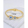 Elegant Rose Gold-Plated Evil Eye Bangle Bracelet for Women & Girls – Stylish Adjustable Kada with White & Blue Crystal Stones