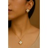 Grace Clover Gold-Plated Necklace & Earrings Jewellery Set for Women – Minimalist Mother-of-Pearl Clover Pendant Chain with Matching Drop Earrings