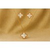 Grace Clover Gold-Plated Necklace & Earrings Jewellery Set for Women – Minimalist Mother-of-Pearl Clover Pendant Chain with Matching Drop Earrings