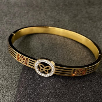 Elegant Butterfly Gold-Plated Cuff Bracelet for Women – Slip-On Kada with CZ Accents, Cutwork Design & Glossy Finish – Lightweight Jewellery for Parties, Weddings & Gifting