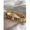 Elegant 18K Gold-Plated Mother of Pearl Floral-Design Bangle Bracelet for Women – Stylish Party, Wedding & Daily Wear Imitation Jewellery with Premium Finish