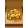 Bold 18K Gold-Plated Wide Cuff Bracelet for Women – Textured Wave Pattern with Cut-Out Detailing – Adjustable Open-Ended Statement Jewellery for Parties, Weddings & Special Occasions