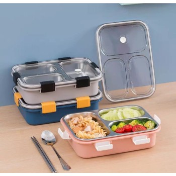 3-Compartment Leakproof Thermal Insulation Lunch Box – Reusable Stainless Steel Food Container