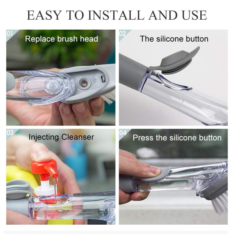 Cleaning Brush With Soap Dispenser Sponge Dish Scrubber for Kitchen Sink Wash Decontamination