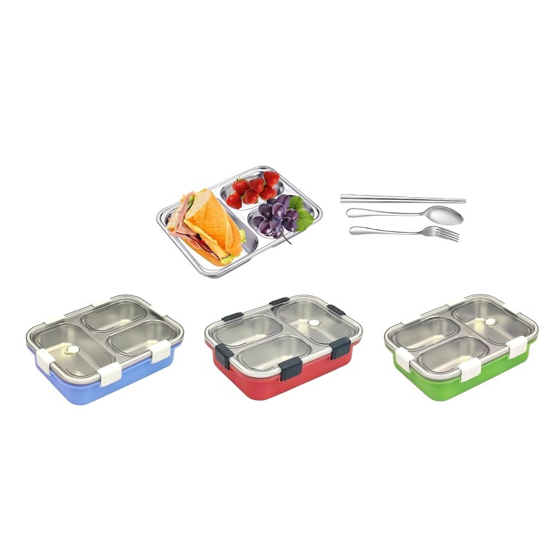 3-Compartment Leakproof Thermal Insulation Lunch Box – Reusable Stainless Steel Food Container