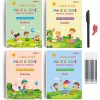 Magic Practice Copybook Set for Kids – 4 Books + 5 Refills + 1 Pen Holder (Calligraphy, Numerals, Drawing, Letters, Writing)