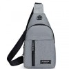 Sling Bag, Crossbody Backpack, Grey Canvas with Front Zipper Pocket