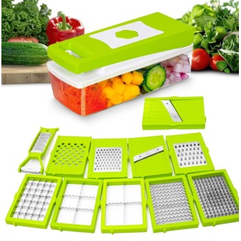 12-in-1 Multipurpose Vegetable & Fruit Chopper – Slicer, Dicer, Grater & Cutter