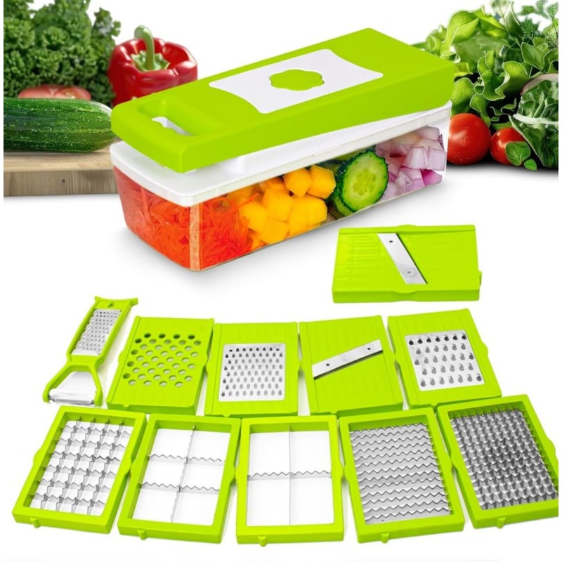 12-in-1 Multipurpose Vegetable & Fruit Chopper – Slicer, Dicer, Grater & Cutter