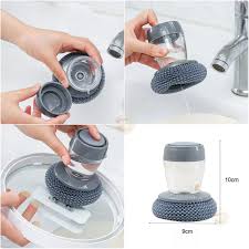 Soap Dispensing Palm Brush – Dual-Function Scrubber with Built-In Liquid Soap Dispenser for Hands, Dishes & Surfaces