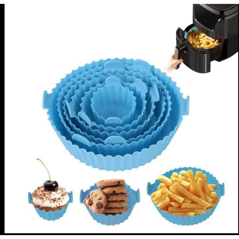 6-Piece Air Fryer Reusable Silicone Pot Set – Nonstick Heat-Resistant Air Fryer Basket & Tray