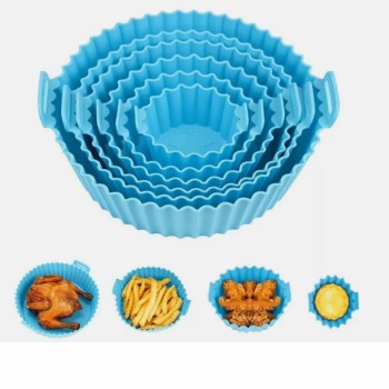 6-Piece Air Fryer Reusable Silicone Pot Set – Nonstick Heat-Resistant Air Fryer Basket & Tray