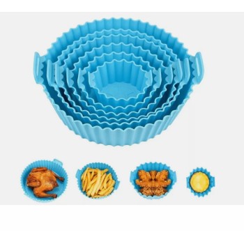 6-Piece Air Fryer Reusable Silicone Pot Set – Nonstick Heat-Resistant Air Fryer Basket & Tray