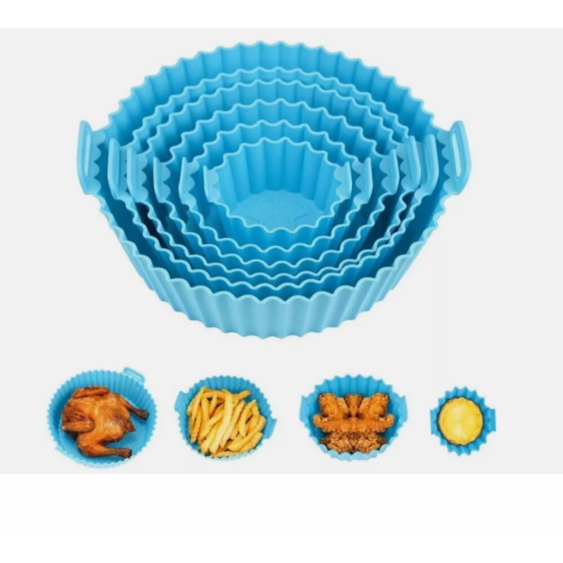 6-Piece Air Fryer Reusable Silicone Pot Set – Nonstick Heat-Resistant Air Fryer Basket & Tray