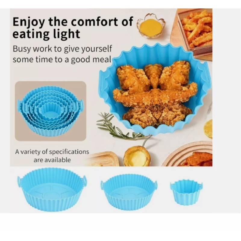 6-Piece Air Fryer Reusable Silicone Pot Set – Nonstick Heat-Resistant Air Fryer Basket & Tray