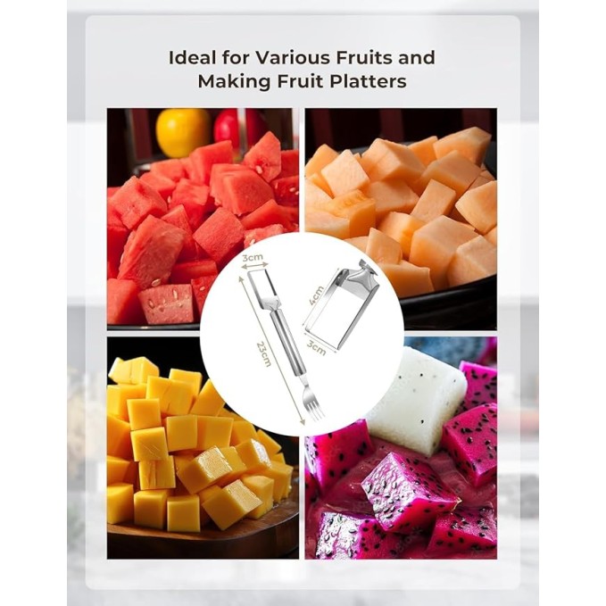 2-in-1 Watermelon Fork Cutter & Slicer – Stainless Steel Melon Cutting Tool
