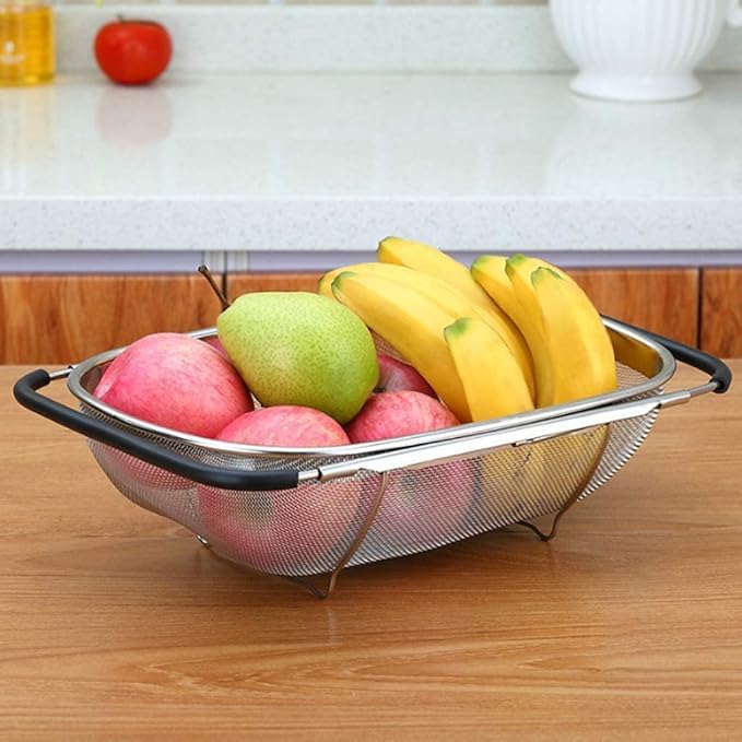 Adjustable Stainless Steel Sink Drain Basket – Multipurpose Kitchen Dish Rack for Washing and Storage