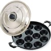 Non-Stick Appam Maker Pan Cast Iron and Aluminum Appam Patra for Fluffy South Indian Appams 450g /12cups