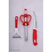 3-in-1 Kitchen Tool Set – Stainless Steel Knife, Vegetable Peeler & Fruit Corer with Ergonomic Handles