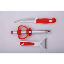 3-in-1 Kitchen Tool Set – Stainless Steel Knife, Vegetable Peeler & Fruit Corer with Ergonomic Handles