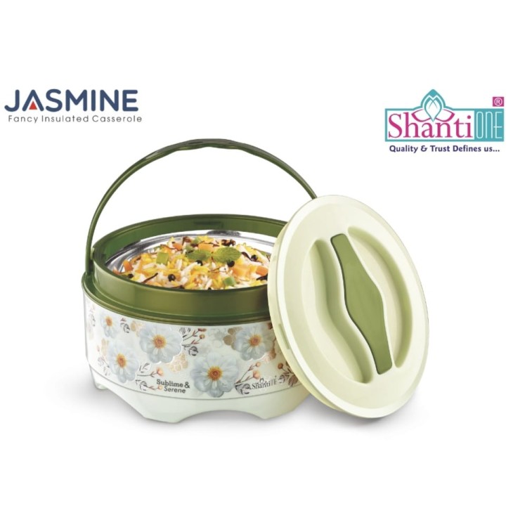 ShantiOne Jasmine Fancy Insulated Casserole | Hot & Cold Food Storage | Premium Floral Design (2500ml)