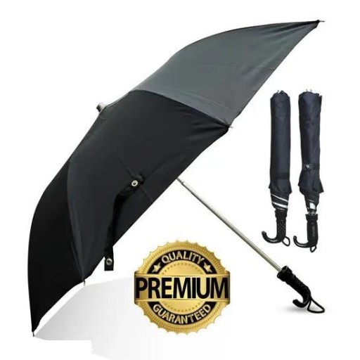 Bibas Trading Co. Hand-Open Two-Fold Black Umbrella – Compact, Durable & Portable Travel Umbrella for Daily Use & Outdoor Protection