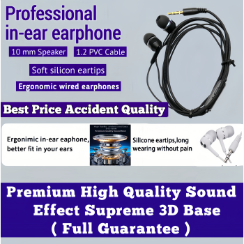 ZedPunch EARPHONE TURBO BASS SOUND FOR ALL DEVICES AND MIC FOR CALLING With Button new