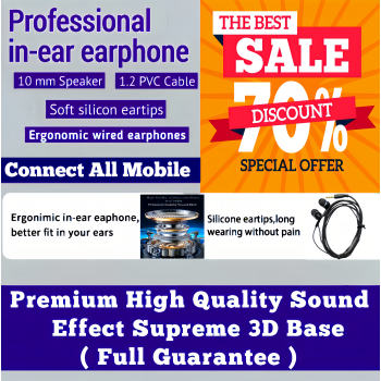 ZedPunch EARPHONE TURBO BASS SOUND FOR ALL DEVICES AND MIC FOR CALLING With Button 