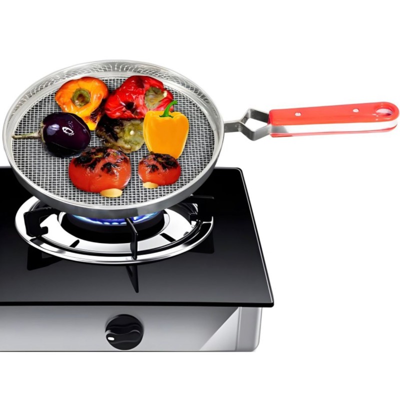 Stainless Steel Mesh Splatter Screen with Handle – Oil and  Grease Guard for Frying Pan papad jali