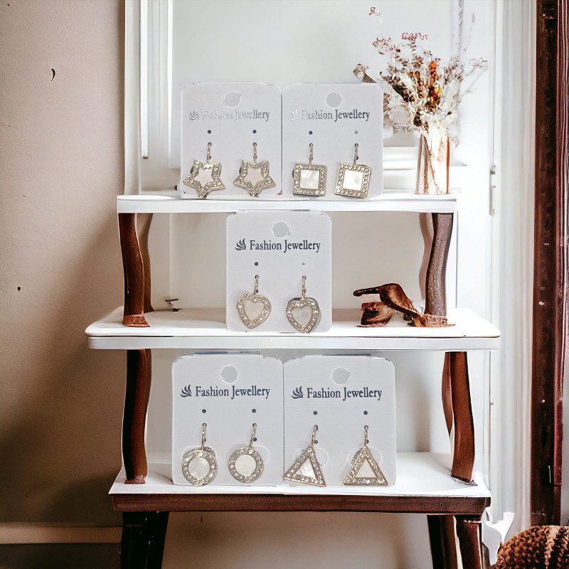 White Diamond with gold plate earrings for girls and women 