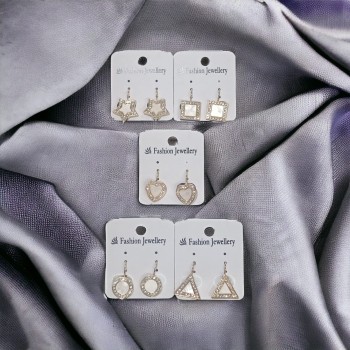 White Diamond with gold plate earrings for girls and women 