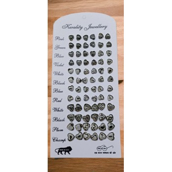 Patterned Transparent tops with Nail Art Heart shape Earrings for women and girls daily use