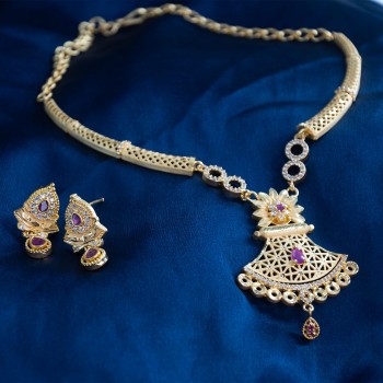 “Luxurious Necklace Set – Timeless Beauty with Matching Earrings”NKSET-0689