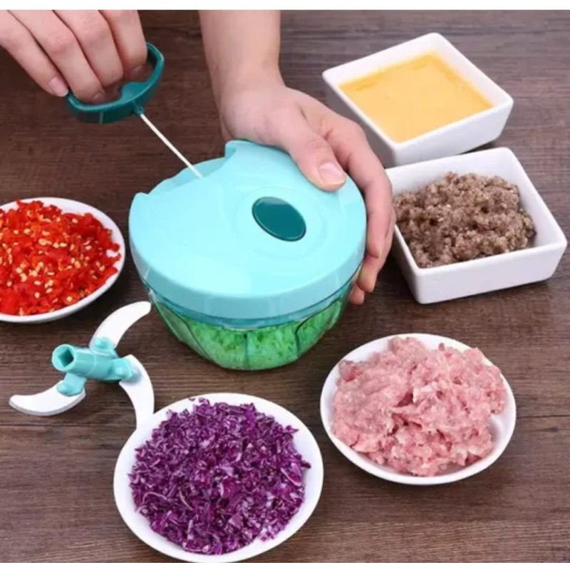Mini Kitchen Vegetable Manual Chopper with 3 Blades  Effortless Cutting & Chopping