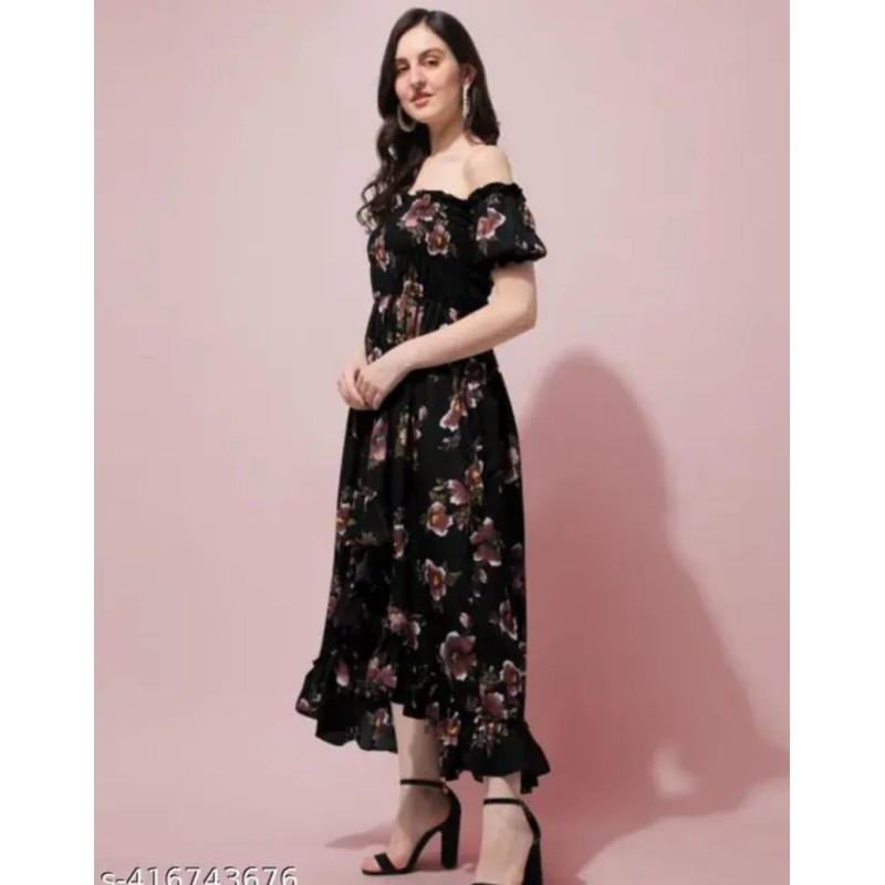 Printed Crepe Long Dress – Elegant, Stylish and Comfortable