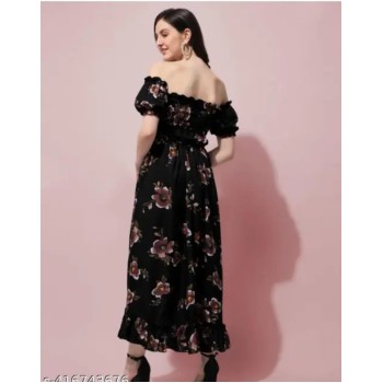 Printed Crepe Long Dress – Elegant, Stylish and Comfortable