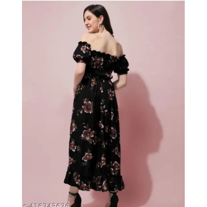 Printed Crepe Long Dress – Elegant, Stylish and Comfortable