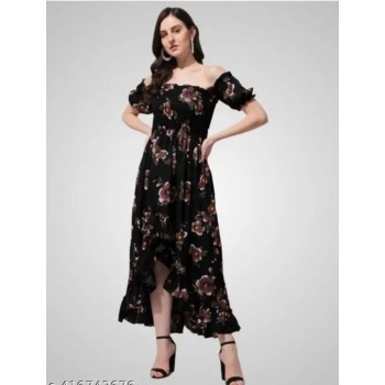 Printed Crepe Long Dress – Elegant, Stylish and Comfortable