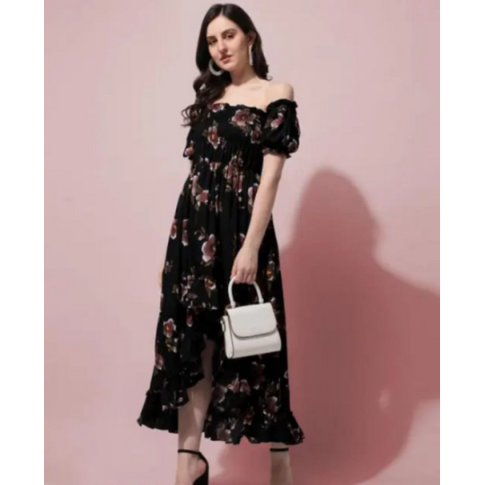 Printed Crepe Long Dress – Elegant, Stylish and Comfortable