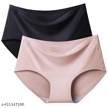 Underwear for Women Seamless High Cut Briefs Mid-Waist Soft No Panty Lines,(Pack of 2) free size