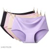 Women's Seamless Hipster Ice Silk Panty, Briefs Woman Seamless Underwear Panties Seamless String Panty (Pack of 4) free size 