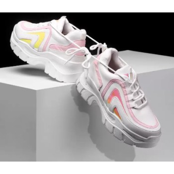 Sneakers For Women (White, Pink)