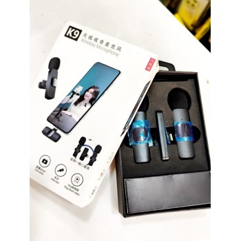 Dual K9 Wireless Microphone, Digital Mini Portable Recording Clip Mic Camera Microphone collar mic