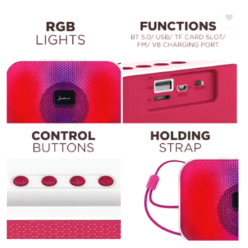 Landmark Zing Portable Wireless Speaker with Inbuilt-FM, RGB Lights Immersive Sound 7 W Bluetooth Party Speaker LH-BT1092